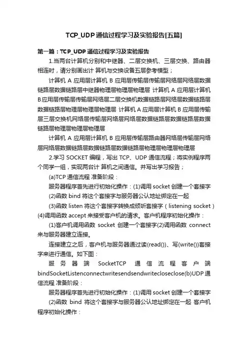 TCP_UDP通信过程学习及实验报告[五篇]