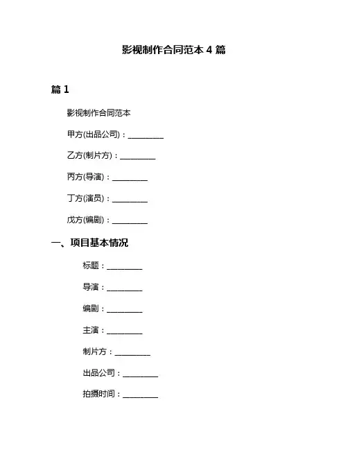影视制作合同范本4篇