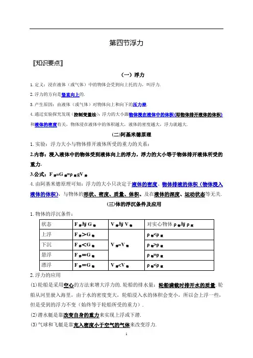 人教版八年级物理下册第四章浮力(培优)