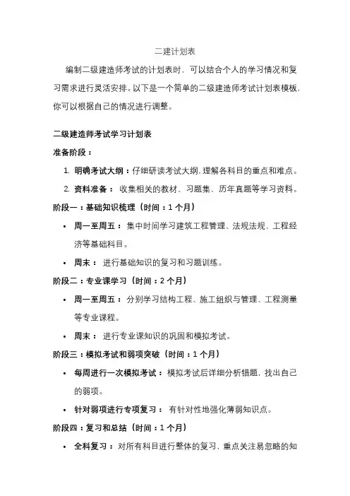 二建计划表