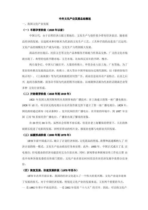中外文化产业发展概述