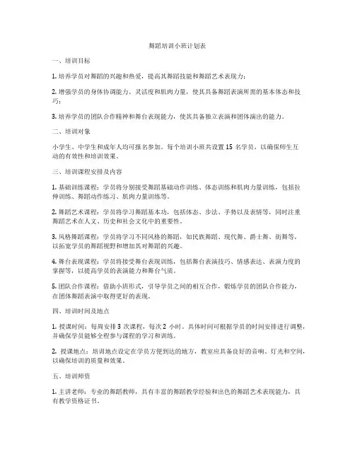 舞蹈培训小班计划表