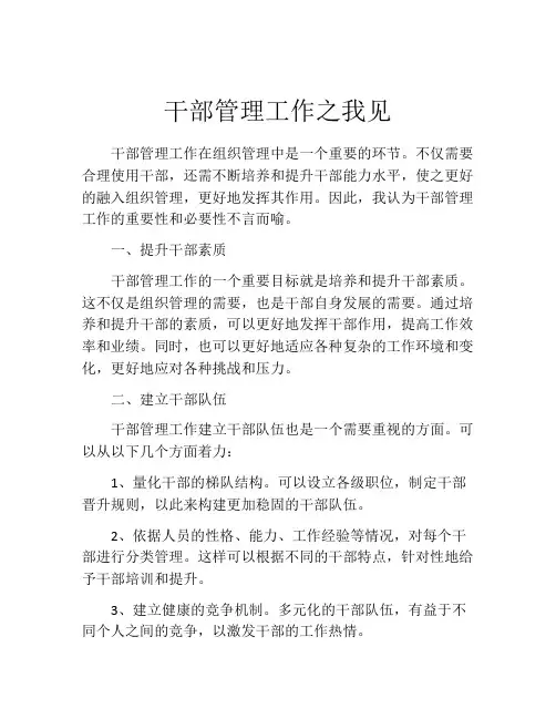 干部管理工作之我见