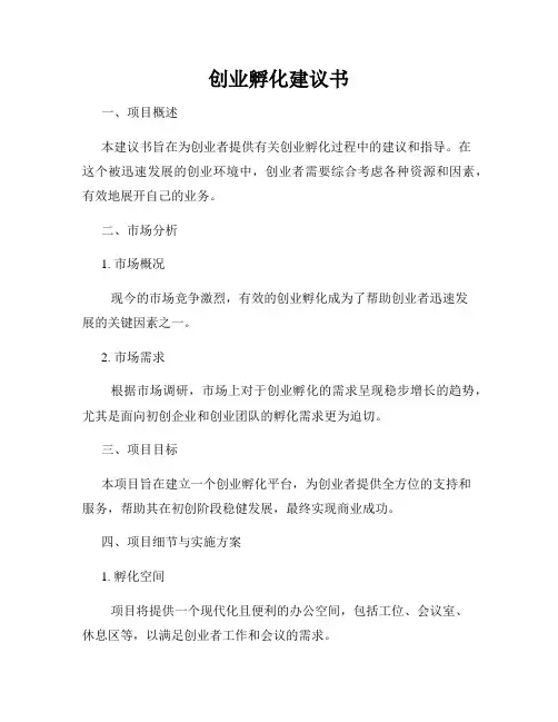 创业孵化建议书