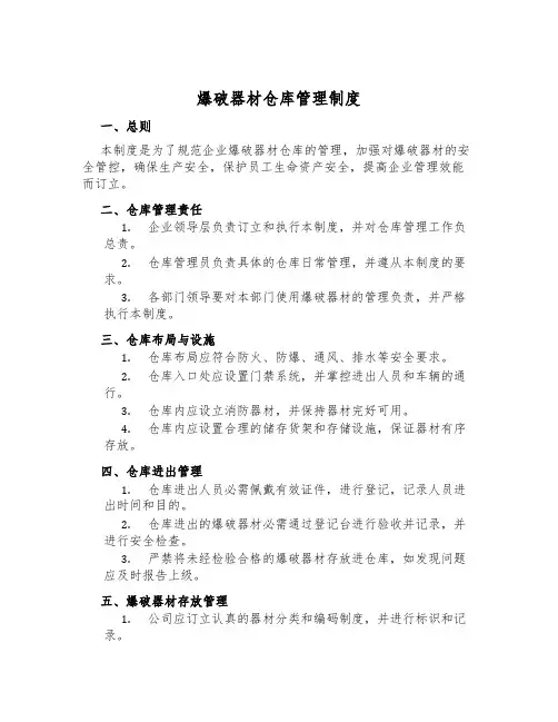 爆破器材仓库管理制度
