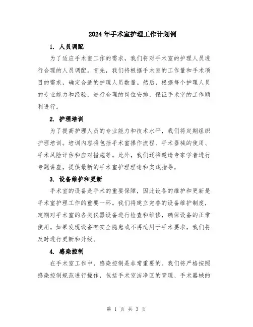 2024年手术室护理工作计划例