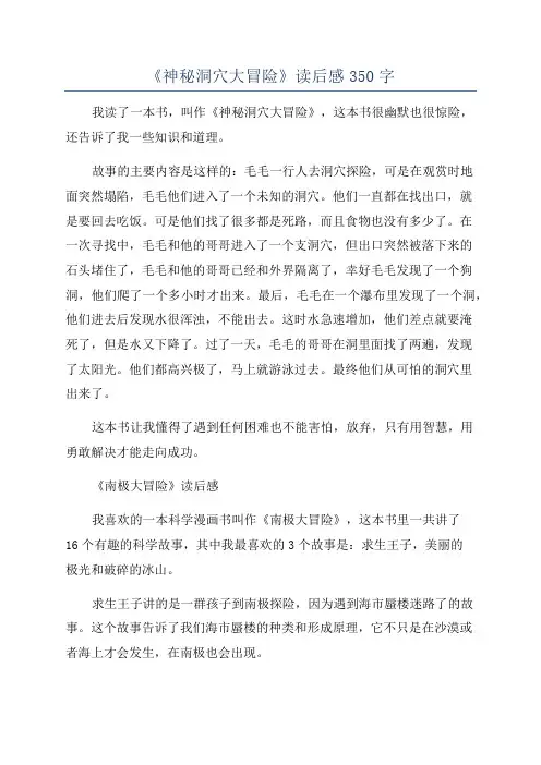 《神秘洞穴大冒险》读后感350字