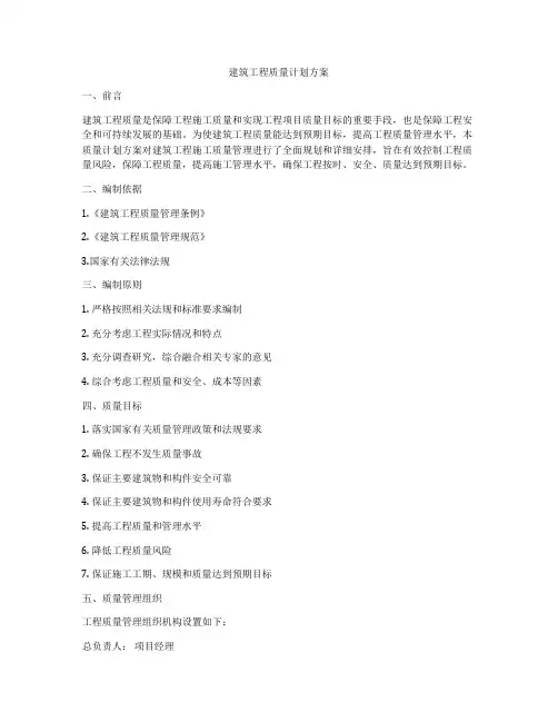 建筑工程质量计划方案