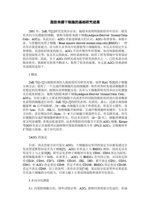 脂肪来源干细胞的基础研究进展