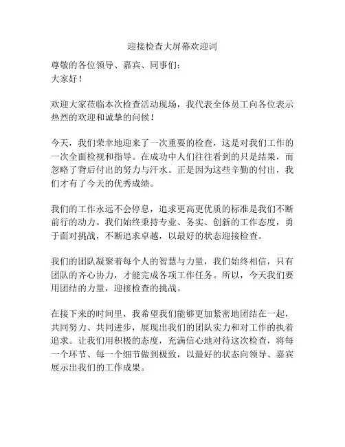 迎接检查大屏幕欢迎词