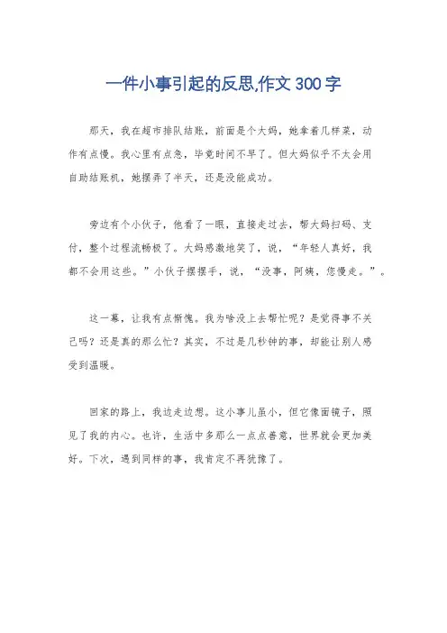 一件小事引起的反思,作文300字
