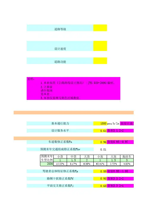 公路通行能力及车道数计算