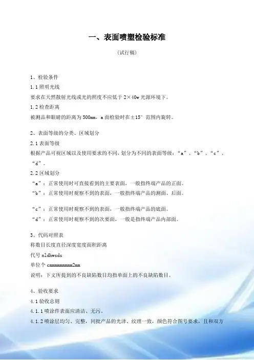 表面喷塑检验标准及操作规程