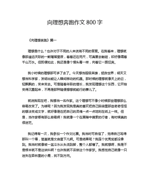 向理想奔跑作文800字