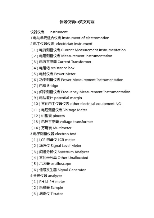 仪器仪表中英文对照