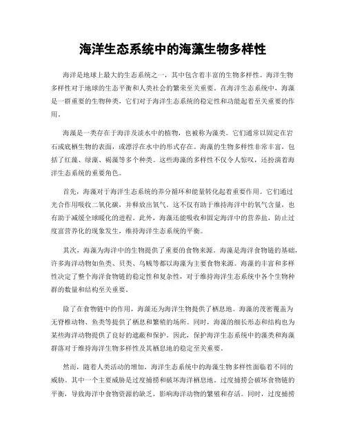 海洋生态系统中的海藻生物多样性