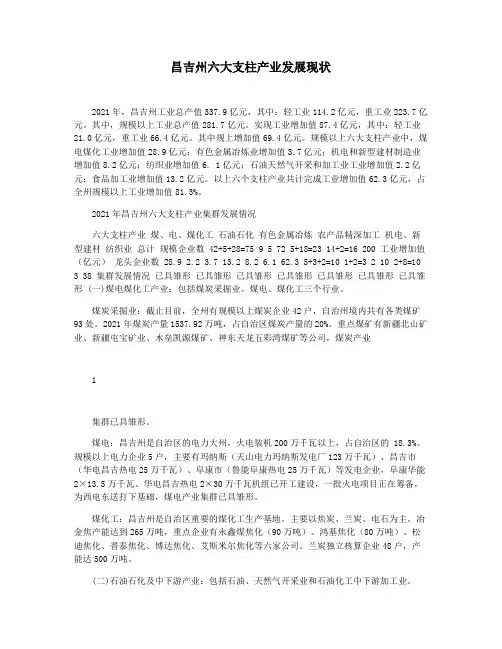 昌吉州六大支柱产业发展现状