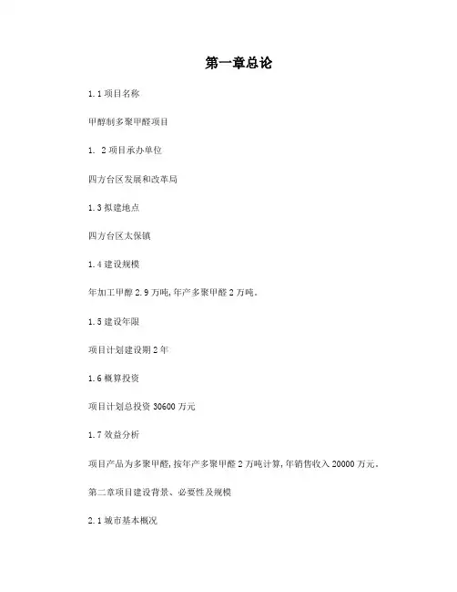 甲醇制多聚甲醛项目