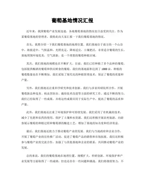 葡萄基地情况汇报