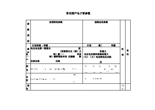 常用国产电子管参数