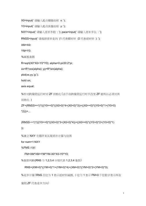 基于Matlab的四象限圆弧插补程序