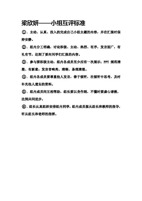 小组互评标准