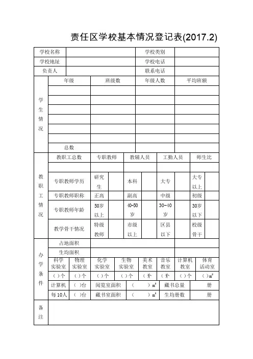 责任区学校基本情况登记表
