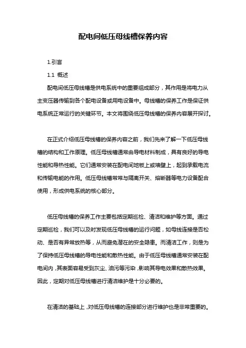 配电间低压母线槽保养内容