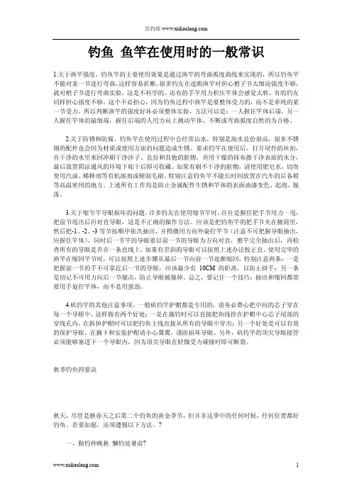 钓鱼竿在使用时的常识