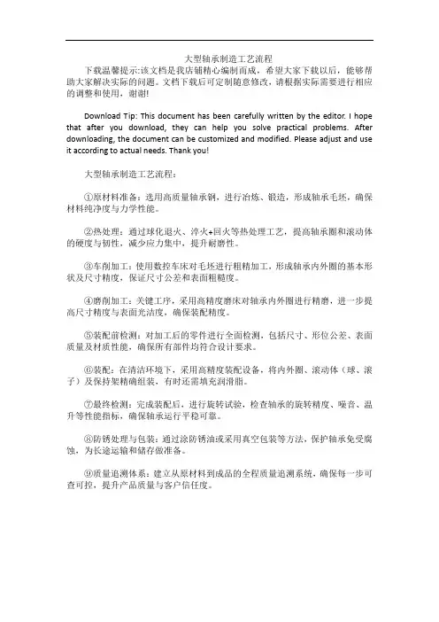 大型轴承制造工艺流程