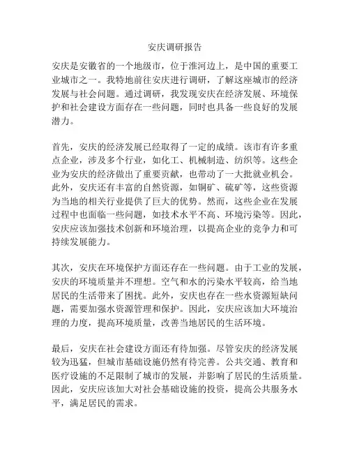 安庆调研报告