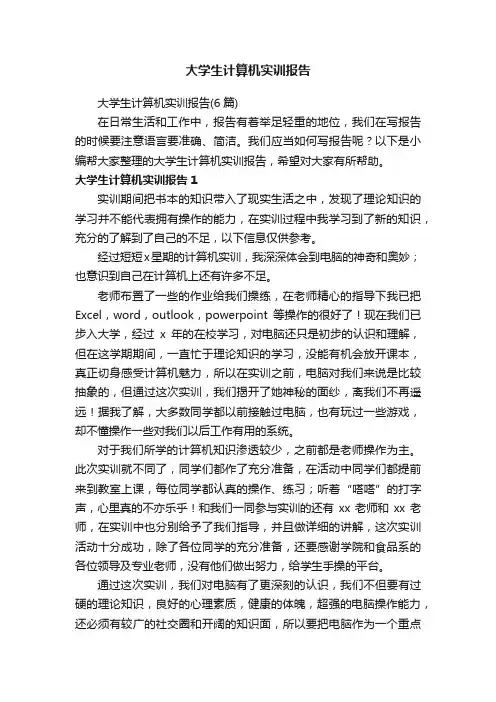 大学生计算机实训报告（6篇）