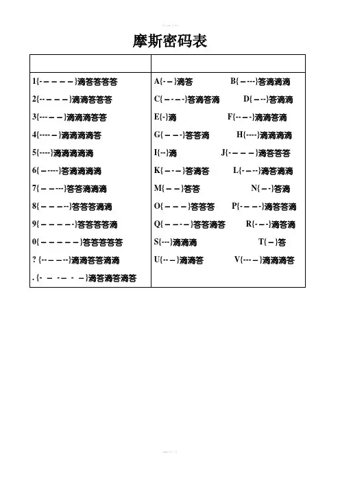 摩斯密码对照表
