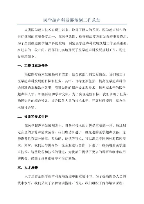 医学超声科发展规划工作总结