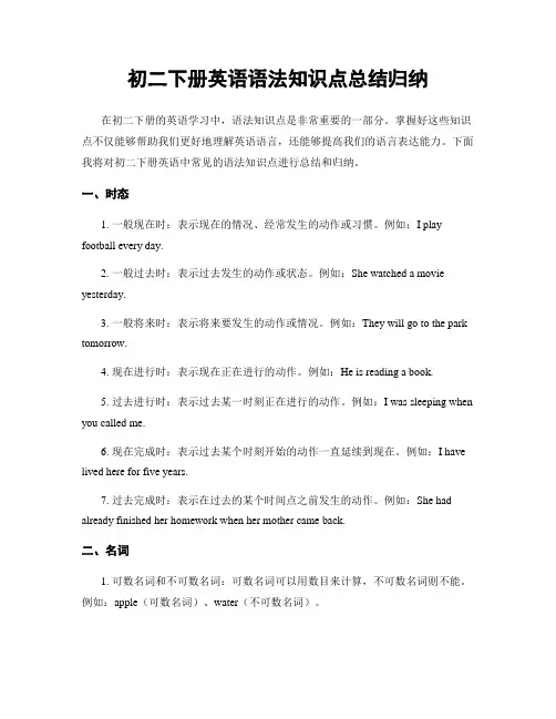 初二下册英语语法知识点总结归纳