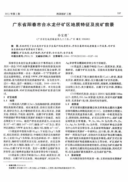 广东省阳春市合水龙仔矿区地质特征及找矿前景