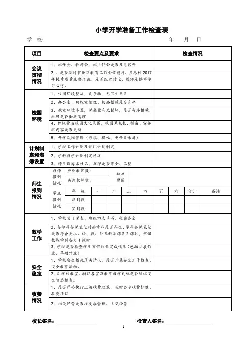 开学工作检查表