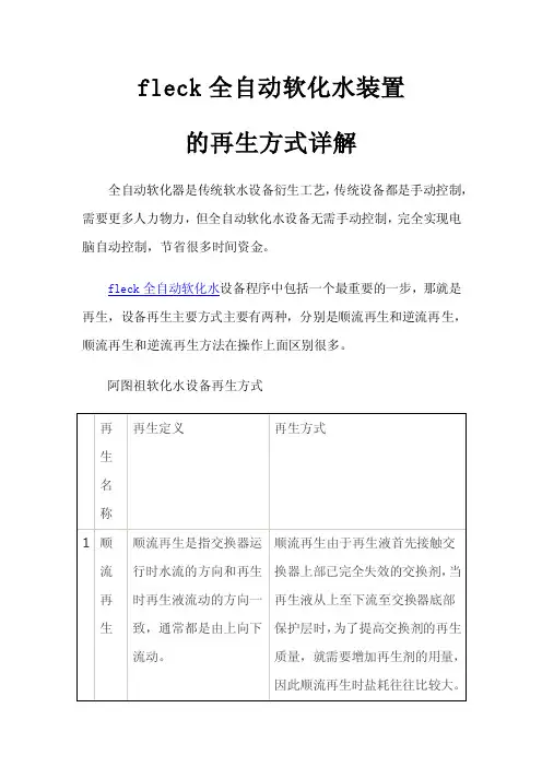 fleck全自动软化水装置的再生方式详解