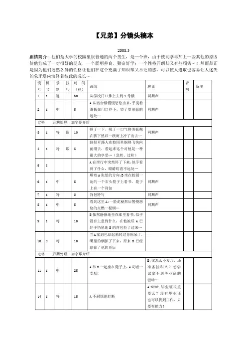 分镜头稿本范例