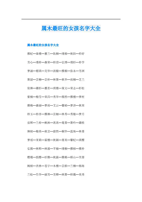 属木最旺的女孩名字大全
