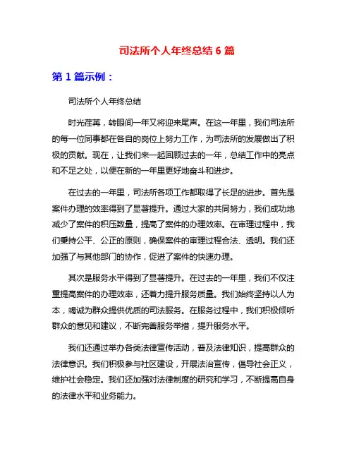 司法所个人年终总结6篇