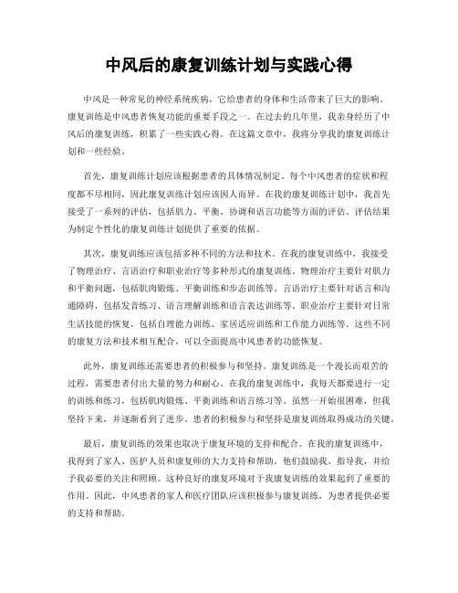 中风后的康复训练计划与实践心得
