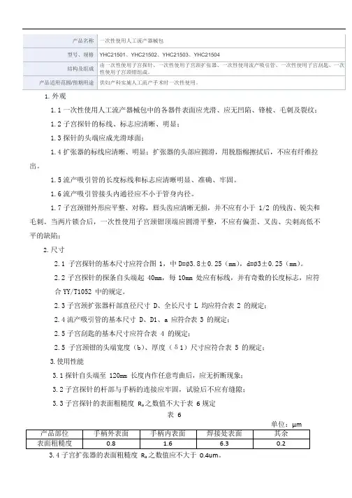 一次性使用人工流产器械包产品技术要求白云蓝天