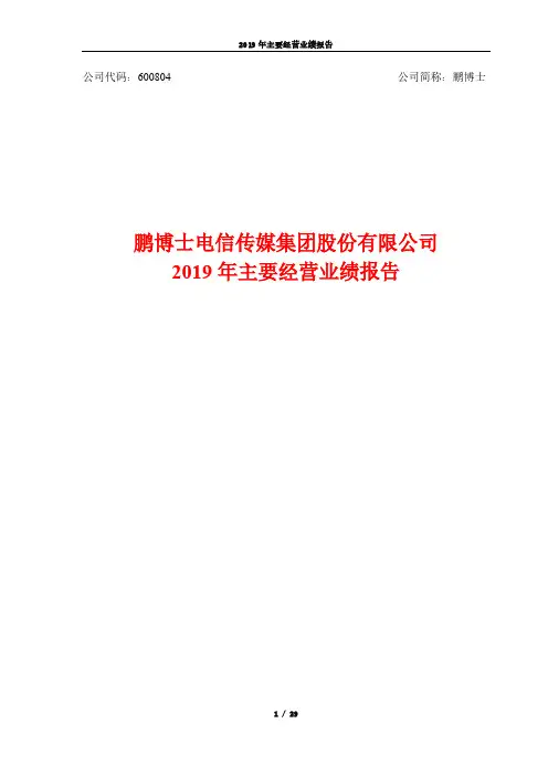 鹏博士：2019年主要经营业绩报告