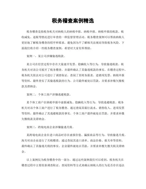 税务稽查案例精选