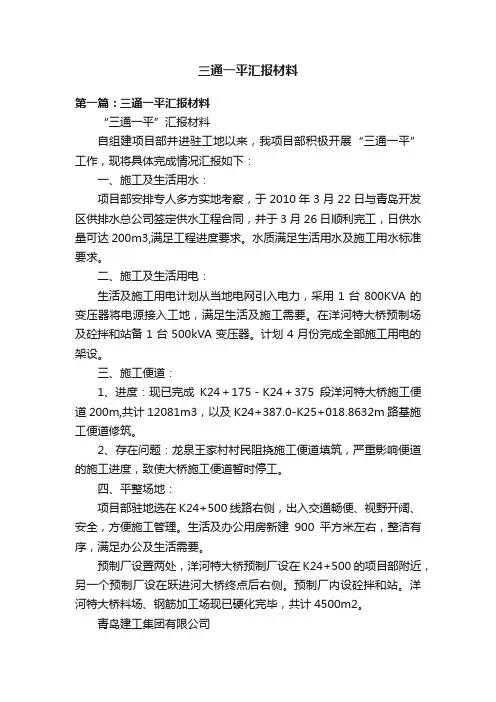 三通一平汇报材料