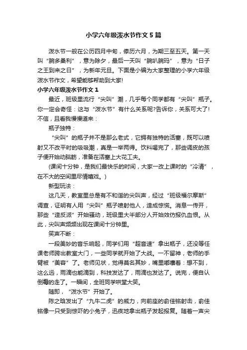 小学六年级泼水节作文5篇
