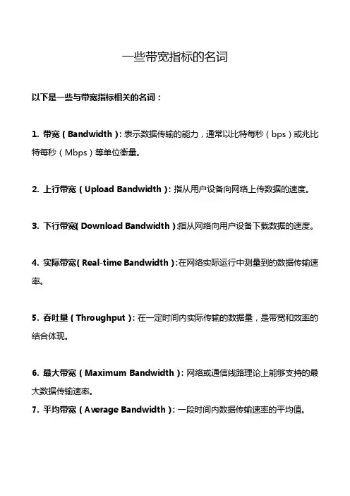 一些带宽指标的名词