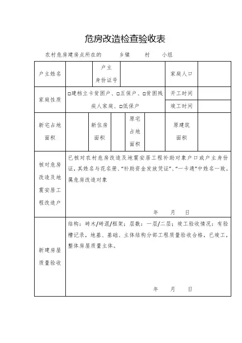 危房改造检查验收表