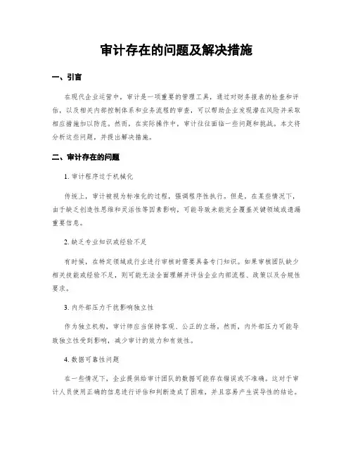审计存在的问题及解决措施